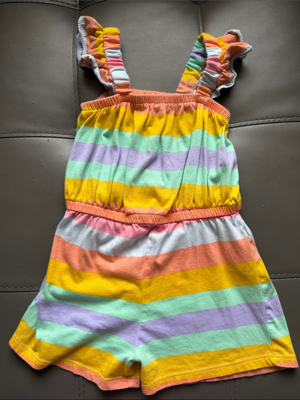 Old Navy Multicolor Striped Girls' Romper - Yellow, Peach, Mint, Lavender, White